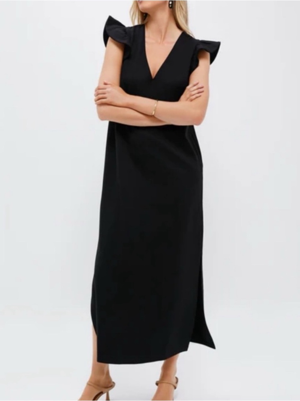 POMANDER PLACE Black Flutter Sleeve Miko Dress - Picture 6 of 9